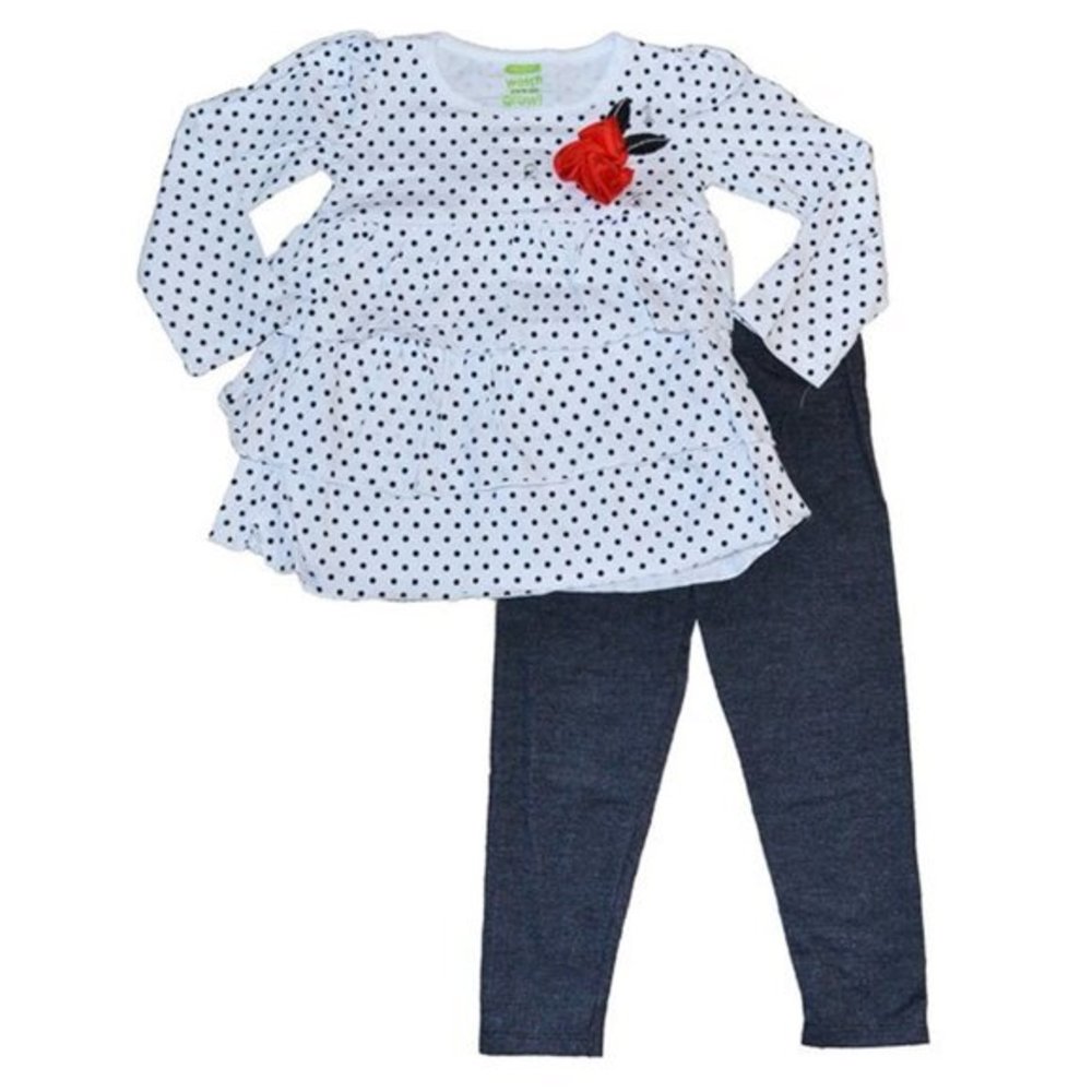 2pc. Set‎ Watch Me Grow By Sesame Streets Toddler Girls Polka Dot Top & Pants